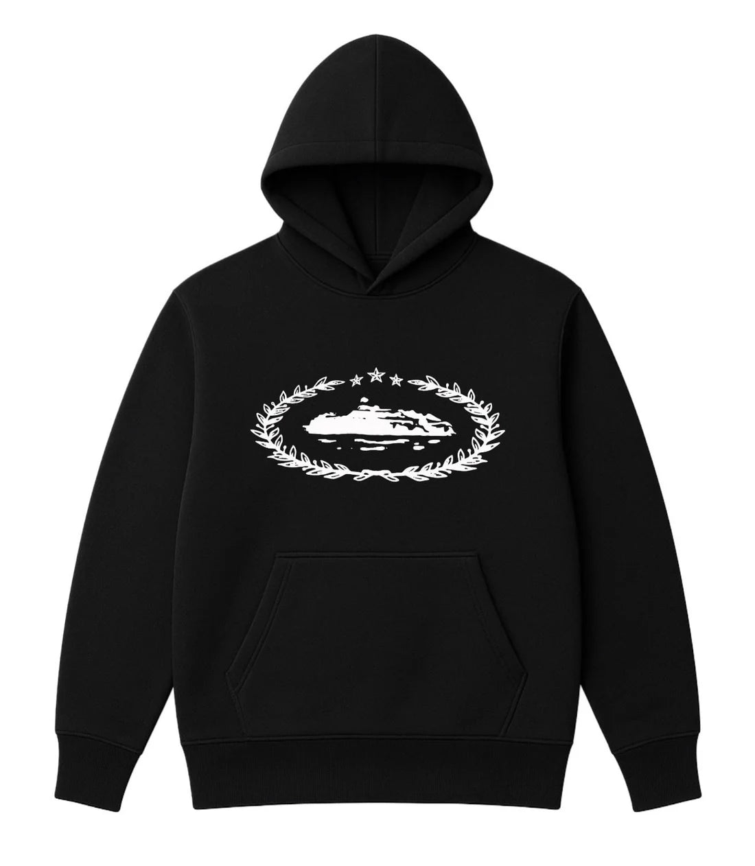 Sudadera CORTEIZ negro logo blanco estrellas