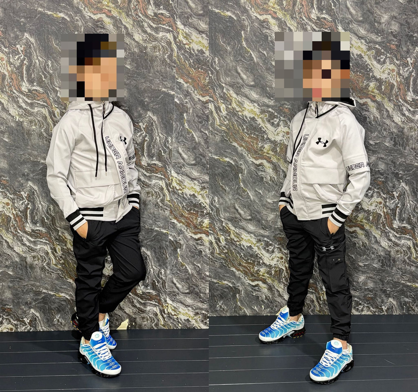 Chandal Under Armour blanco logo negro niños