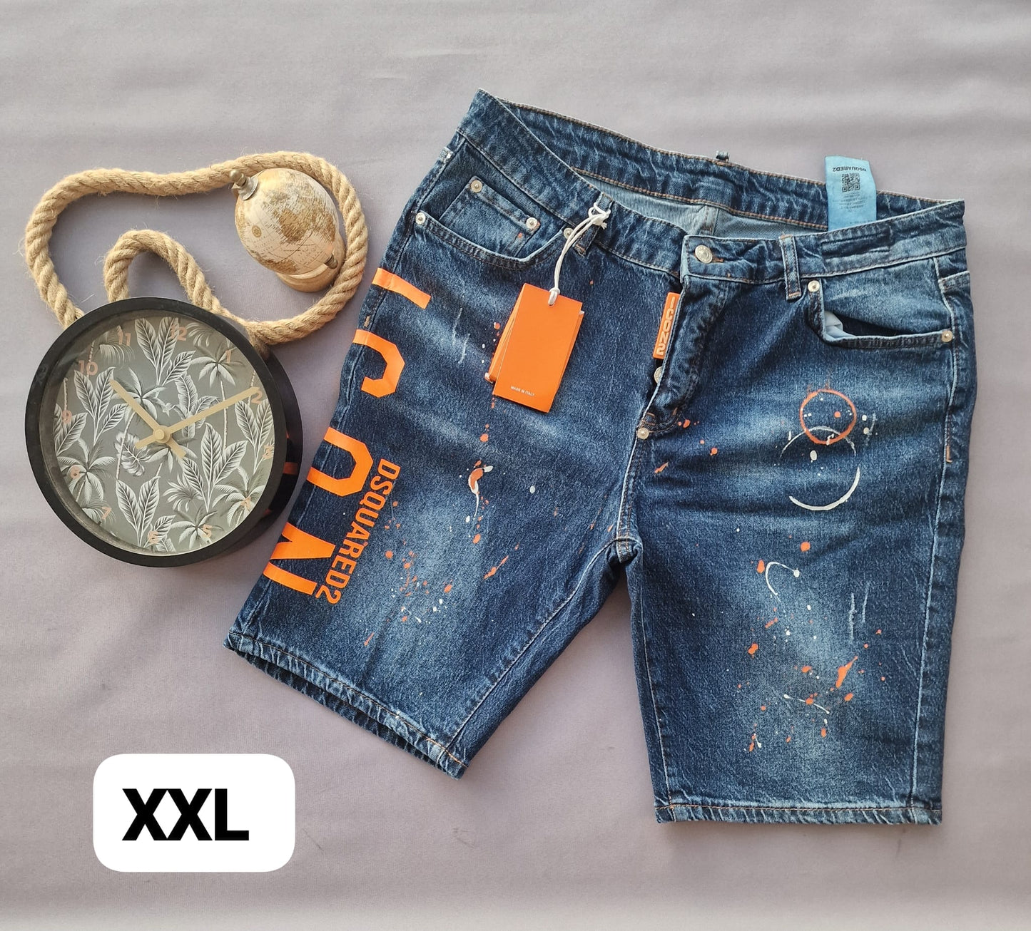 Pantalon corto azul logos DSQUARED2 naranja