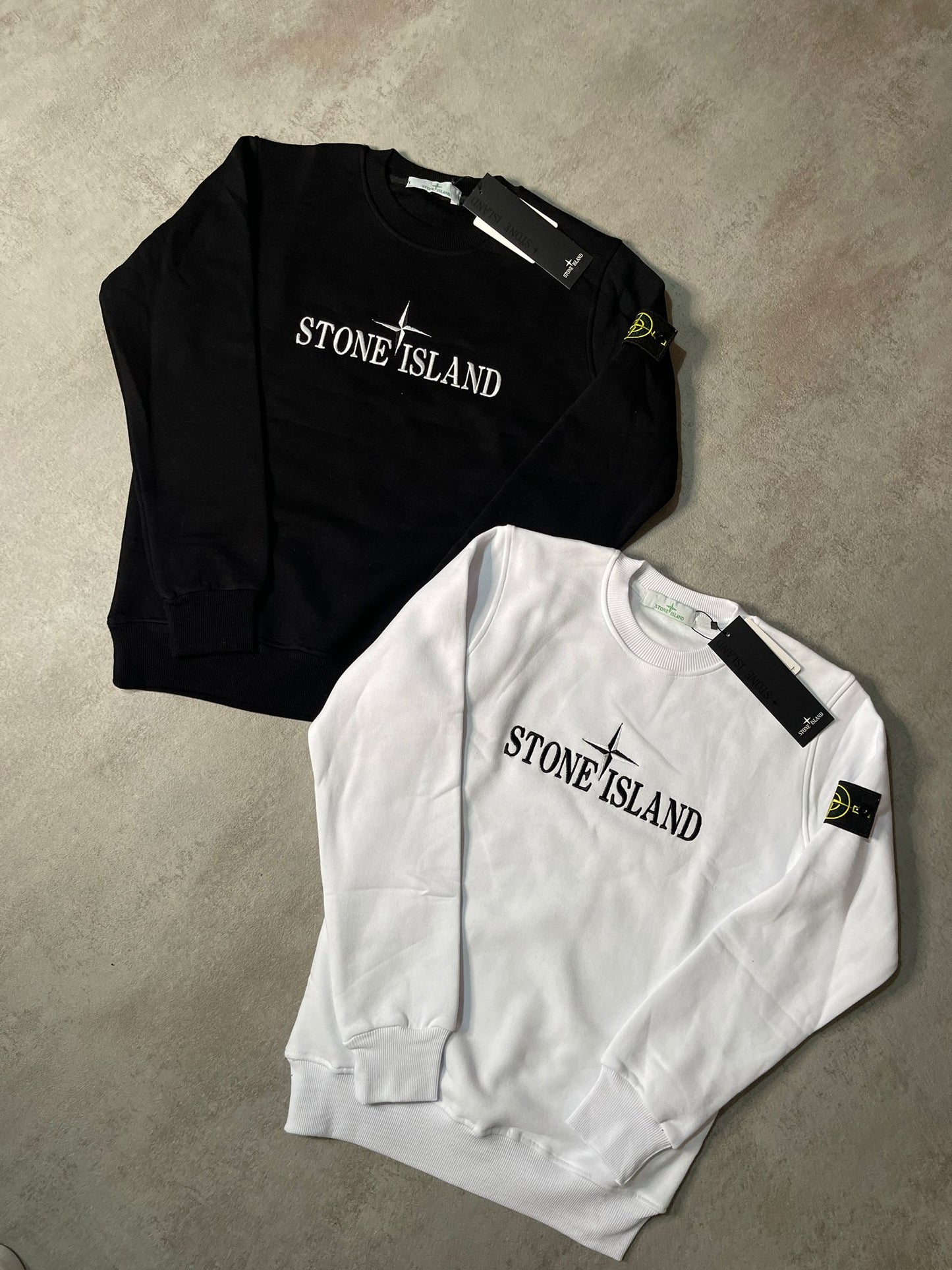 Sudadera STONE ISLAND blanca logo negro