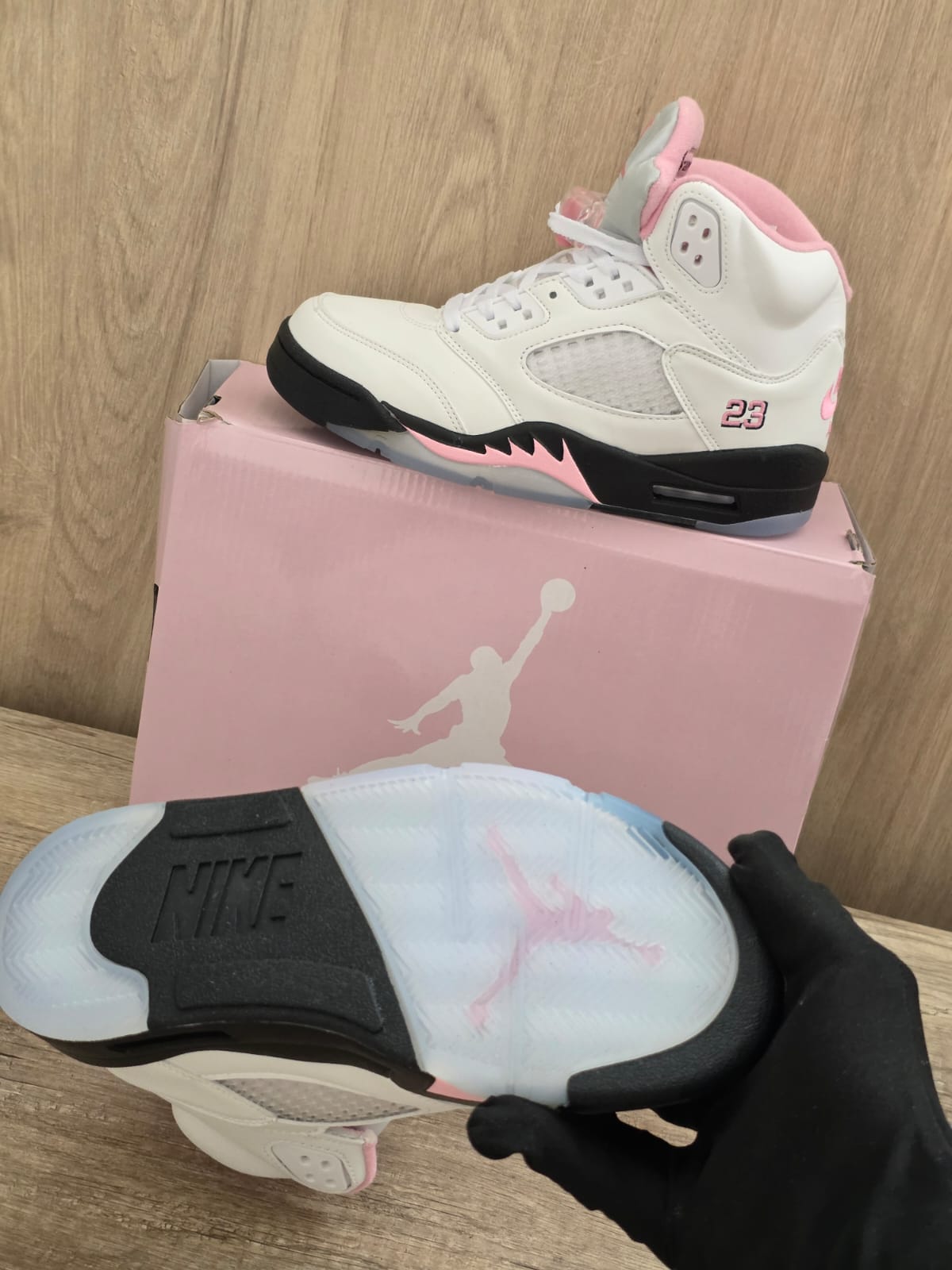 Jordan 5 blanca rosa