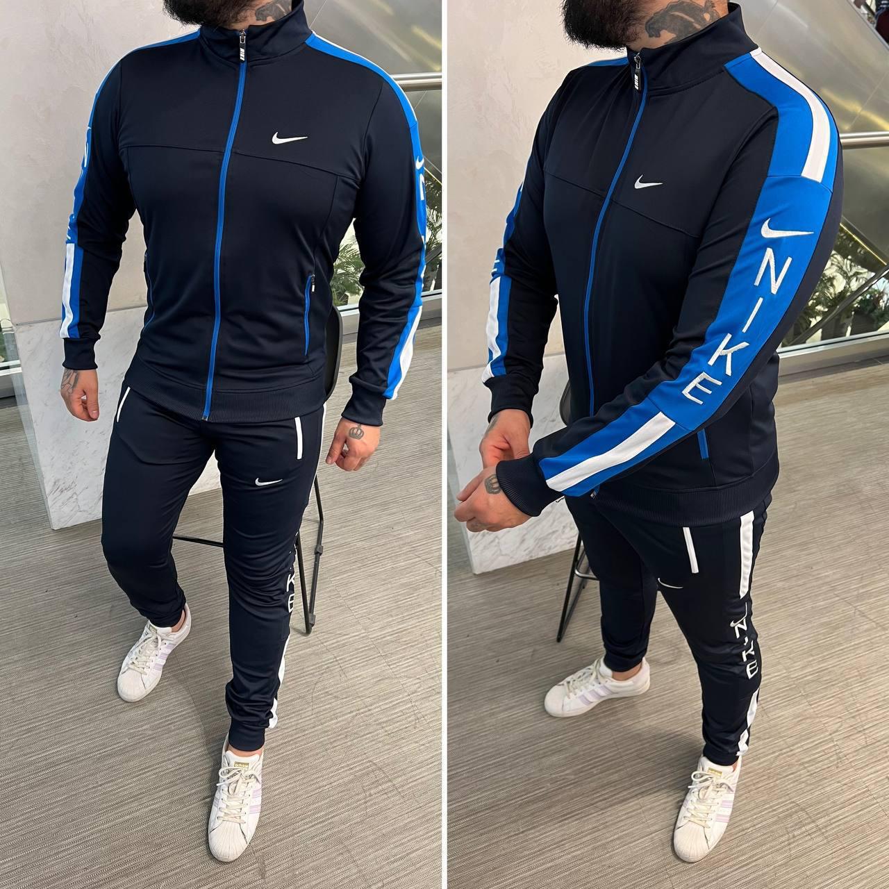 Chandals nike logo lateral negro azul