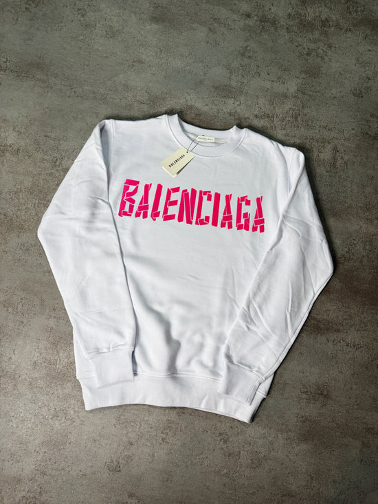 Sudadera BALENCIAGA blanco logo rosa