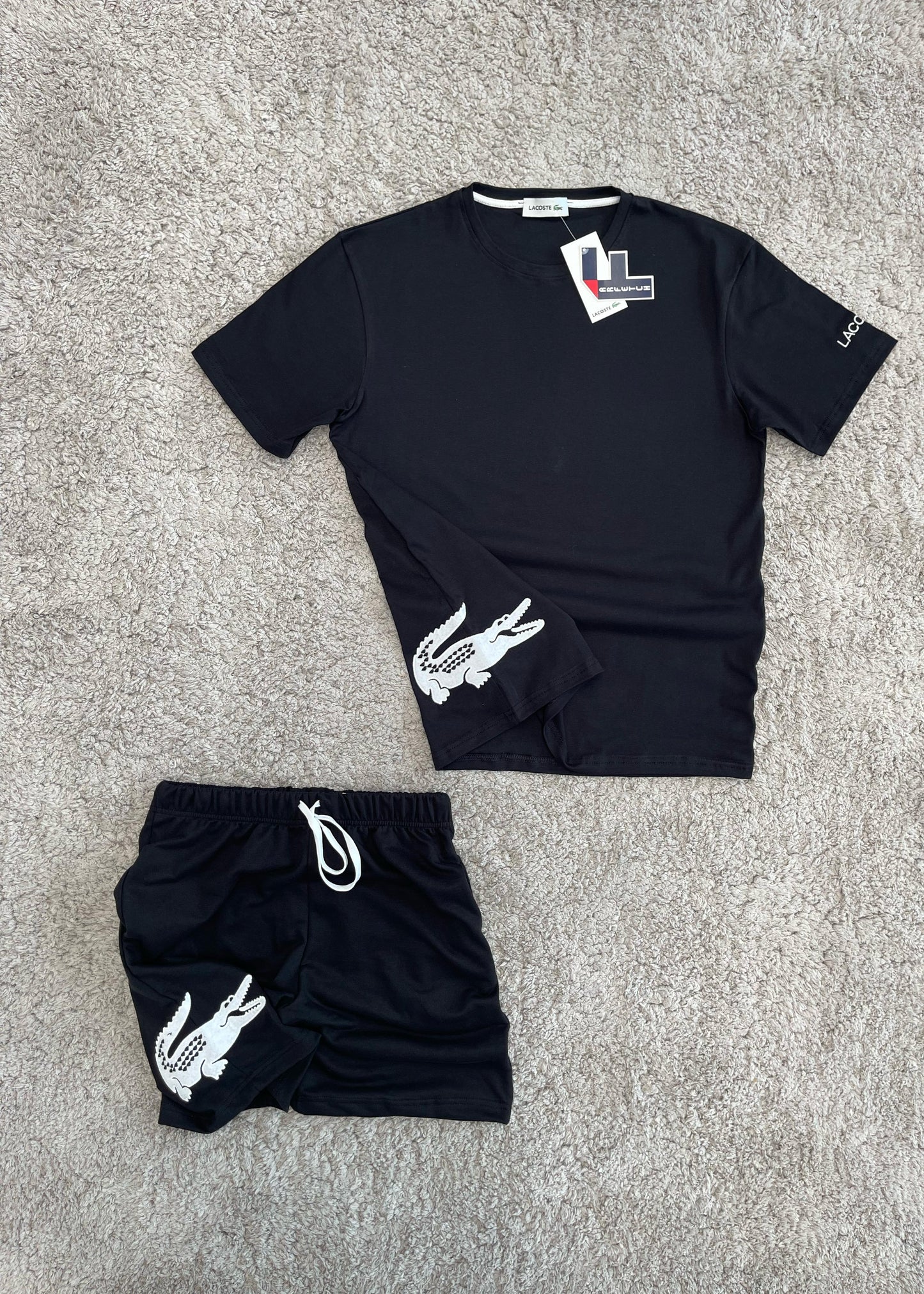 CONJUNTO Lacoste negro logo blanco