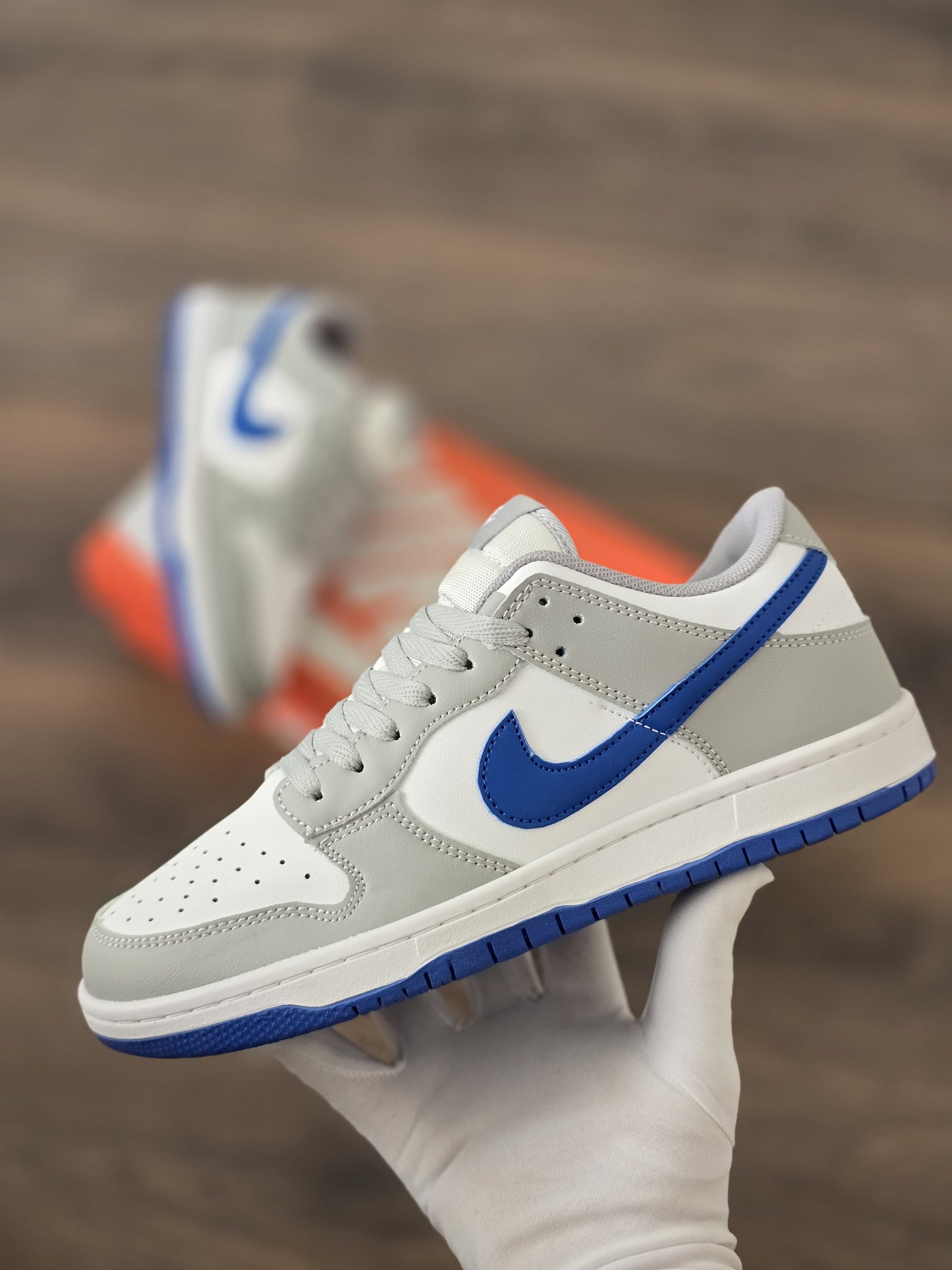 DUNK GRIS LOGO AZUL