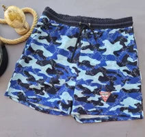 Bañador GUESS azul y negro logos pequeños