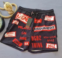Bañador DSQUARED negro logo rojo