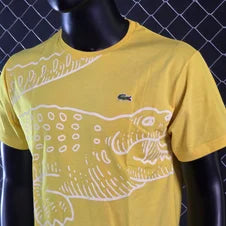 Camiseta lacoste amarillo logo en grande