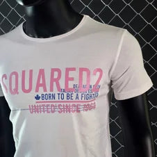 Camiseta DSQUARED2 blanco logo rosa y azul
