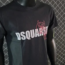 Camiseta DSQUARED2 negra logo blanco caras