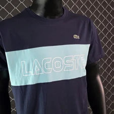 Camiseta lacoste azul marino logo blanco detalle azul claro
