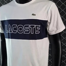 Camiseta lacoste blanco logo blanco detalles negro