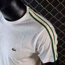 Camiseta lacoste blanco logo verde linea verde y blanca