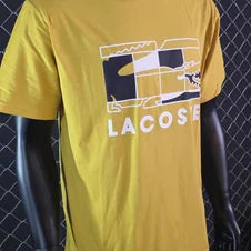 Camiseta lacoste amarillo logo blanco detalles negros
