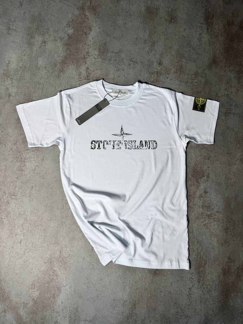 Camiseta Stone Island blanco logo negro brujula