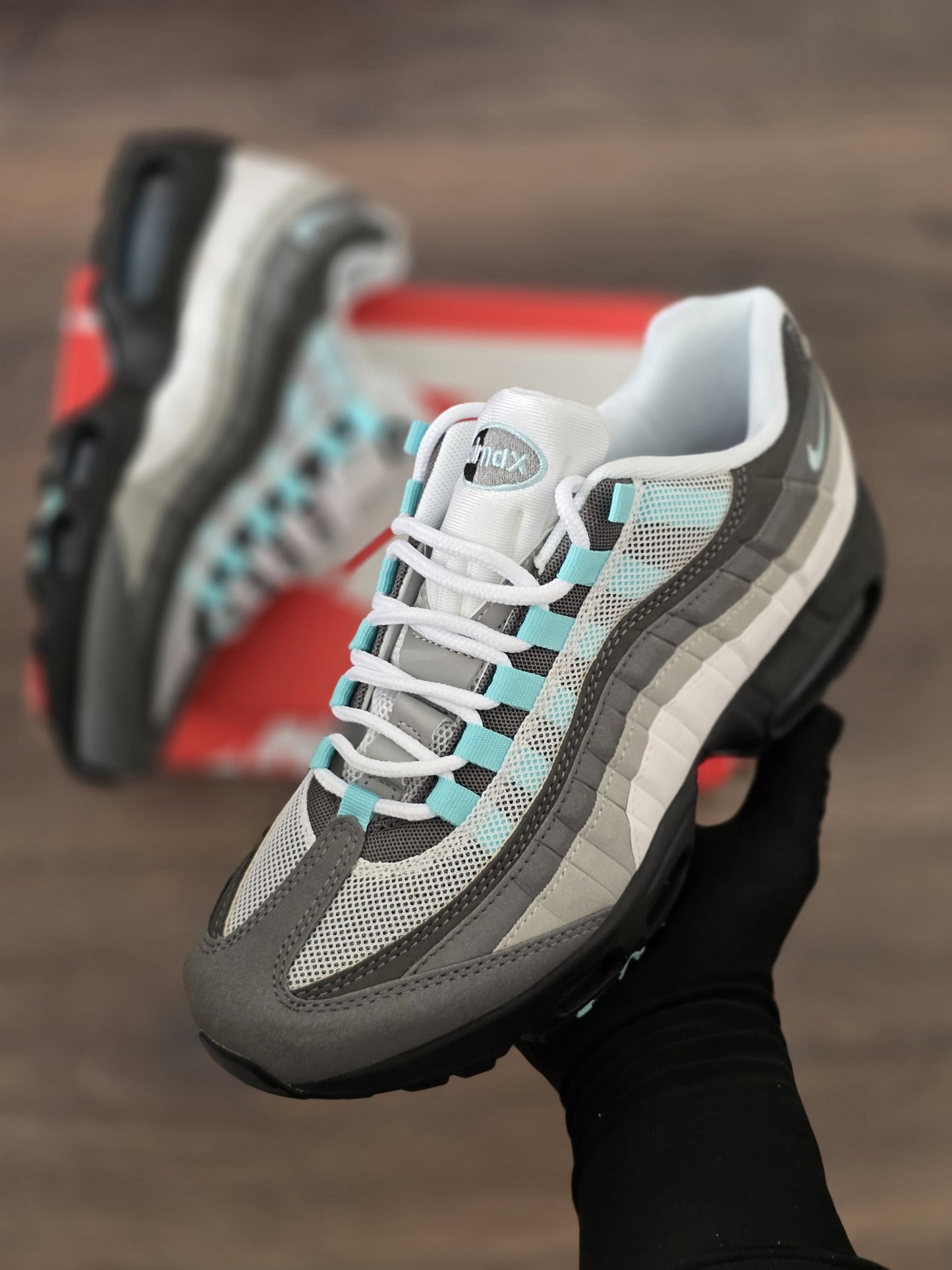 Air max 95 blanca gris azul