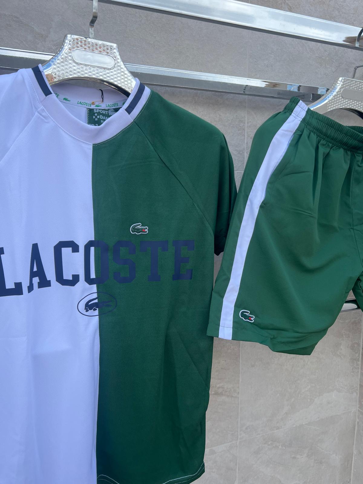 Conjunto corto lacoste blanco y verde