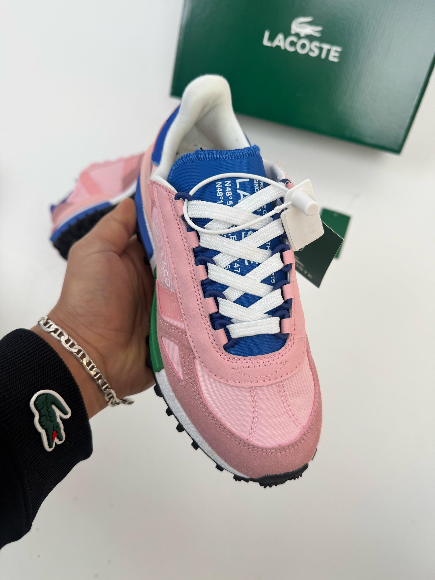 Zapatillas Lacoste Elite Active rosa logo blanco