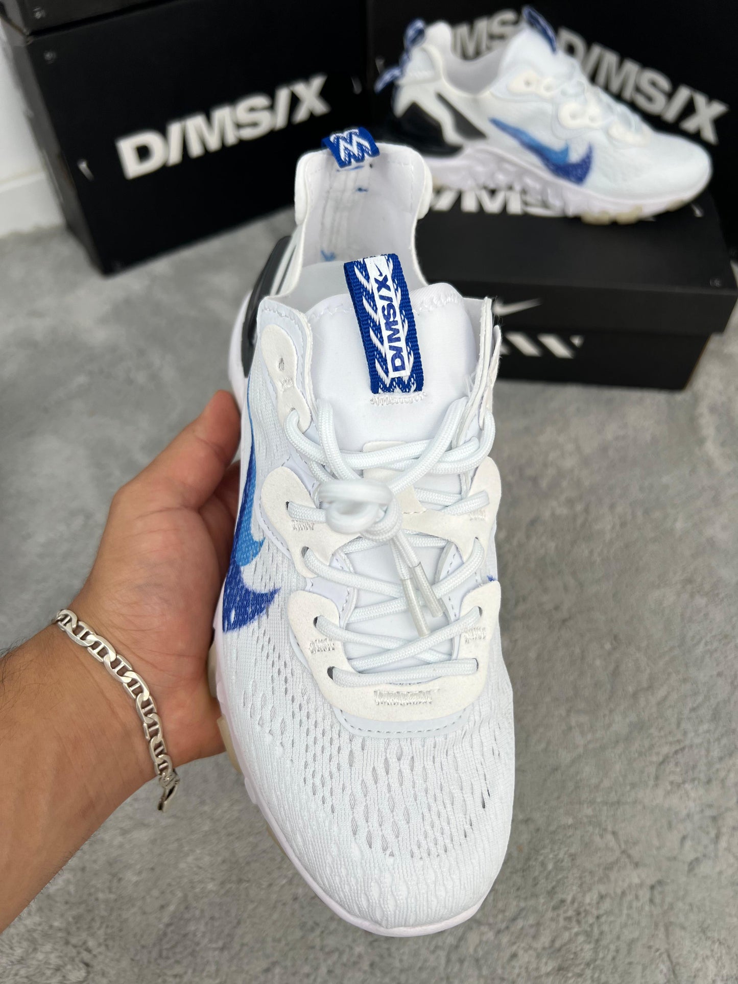 Nike react vision blancas doble logo azul