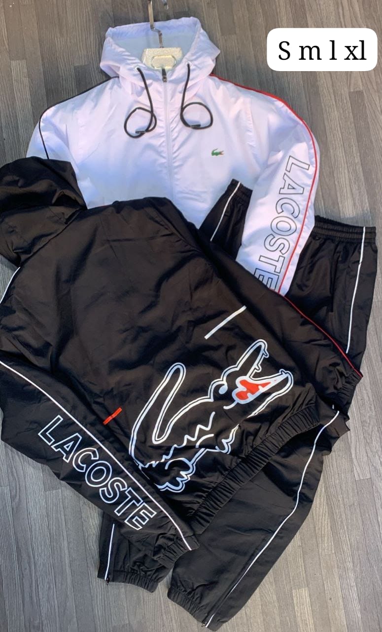 Chandal lacoste negro logo verde logo grande en espalda