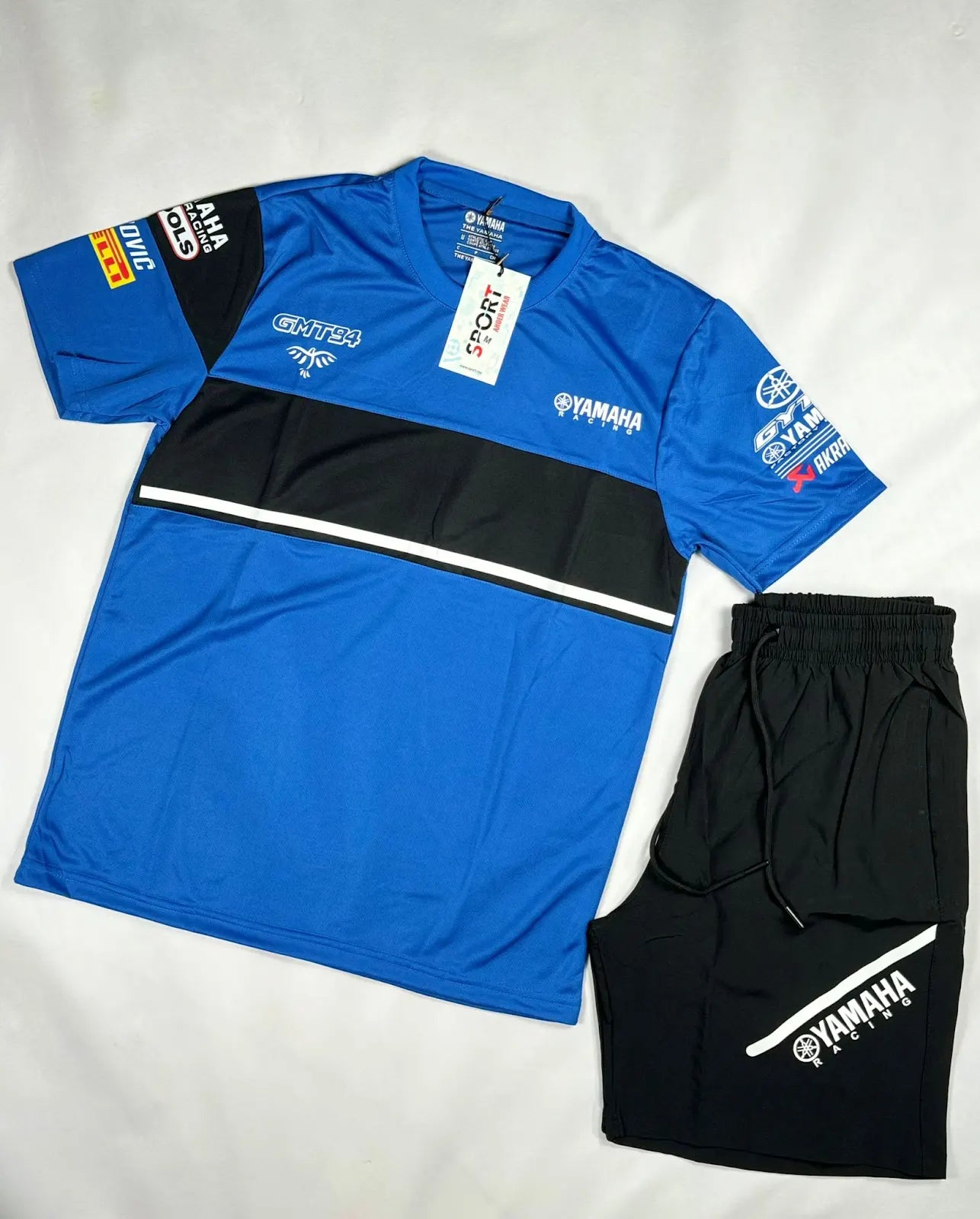 Conjunto Yamaha azul logo blanco detalles negros