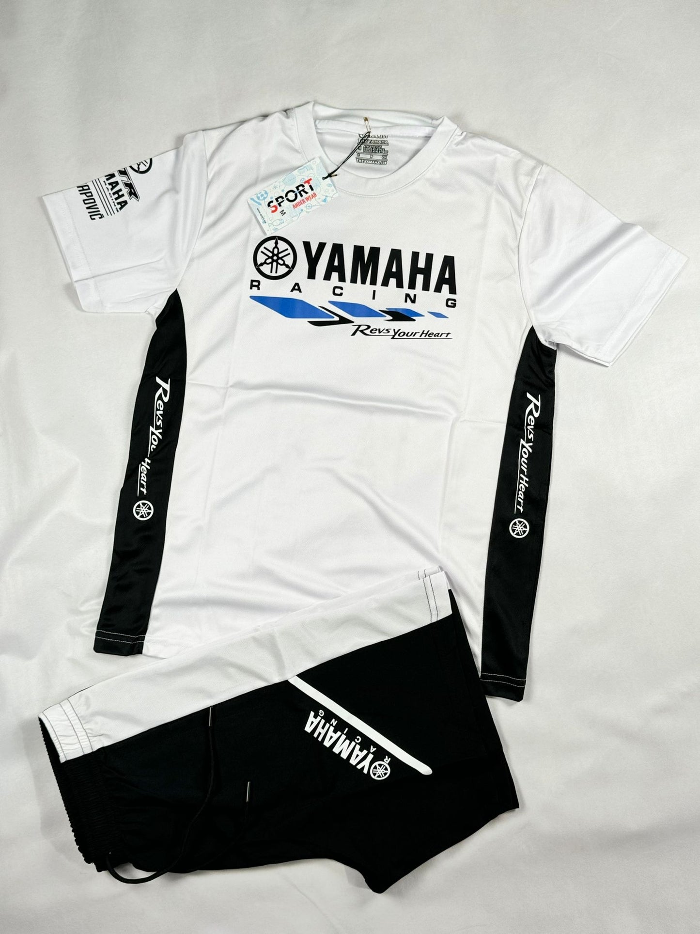Conjunto Yamaha blanco logo negro