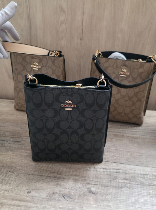 Bolso tote coach marron-negro