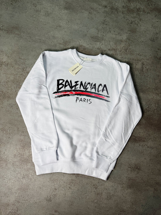 Sudadera BALENCIAGA blanco logo negro detalles rojos