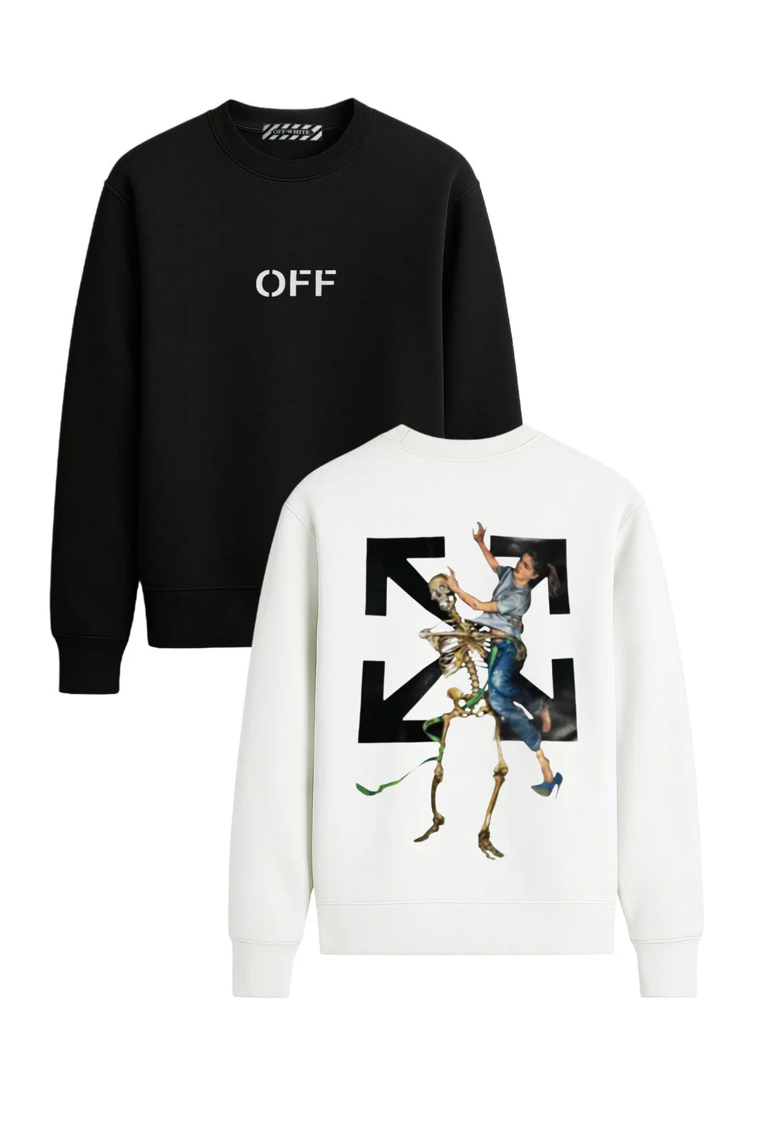 Sudadera OFF WHITE blanca logo negro esqueleto