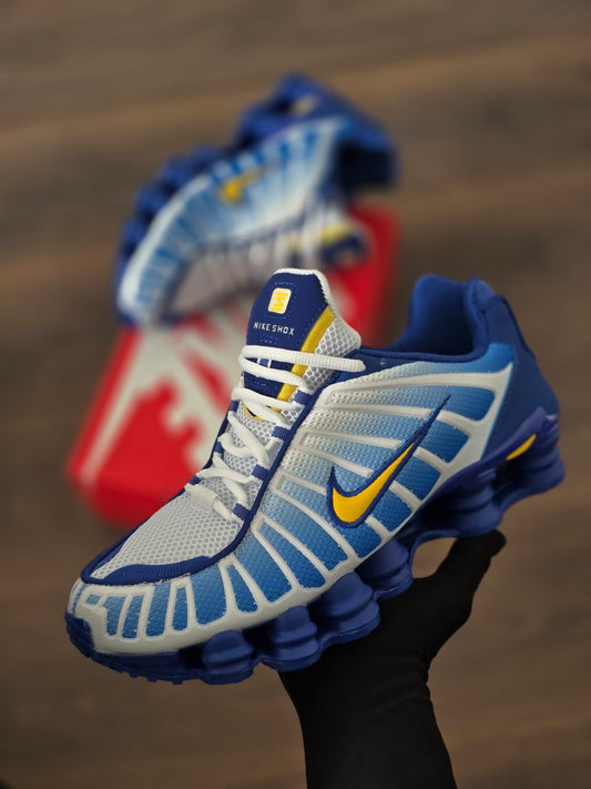 Shox azul logo amarillo