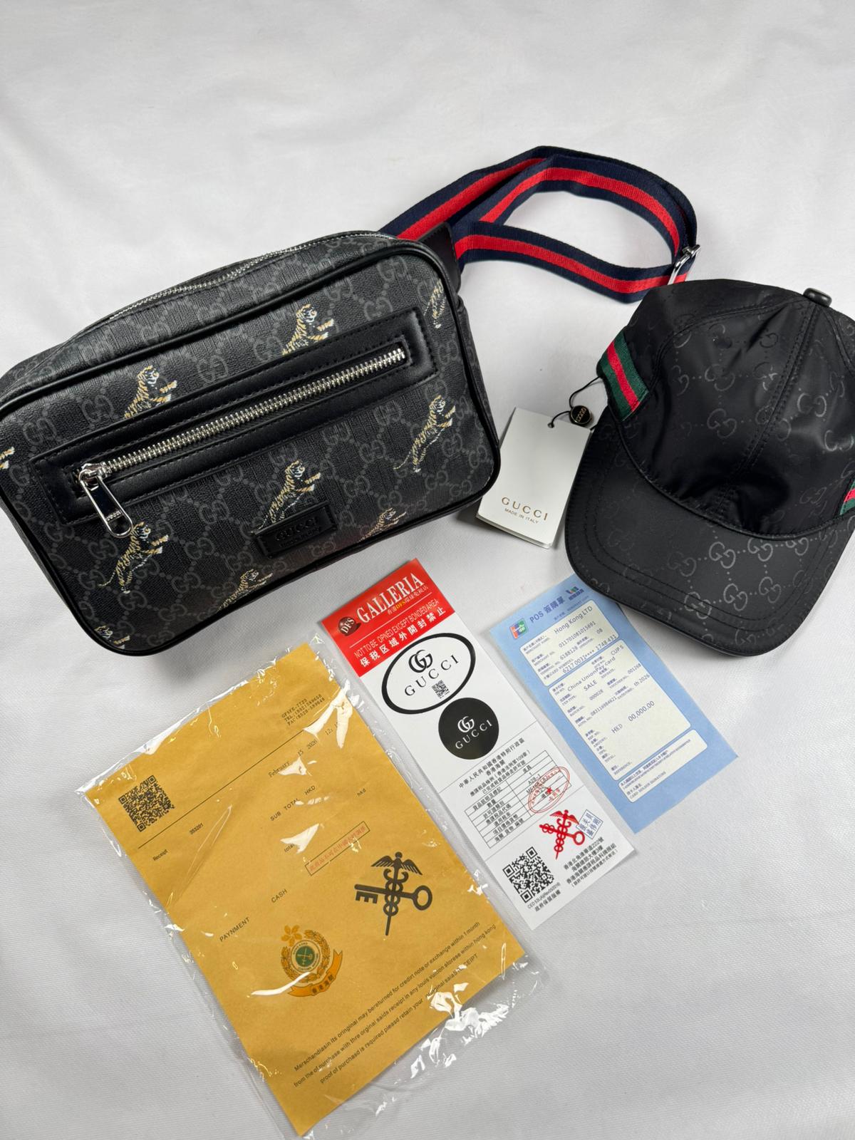 Pack Bolso de mano + gorra gucci negras