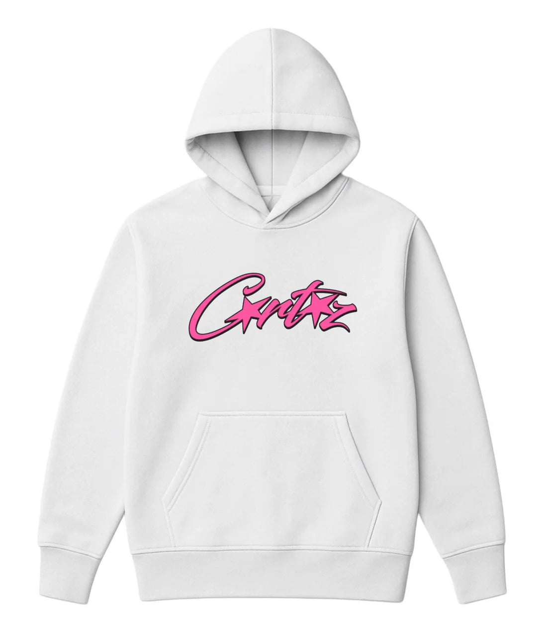 Sudadera CORTEIZ blanco logo rosa contorno negro