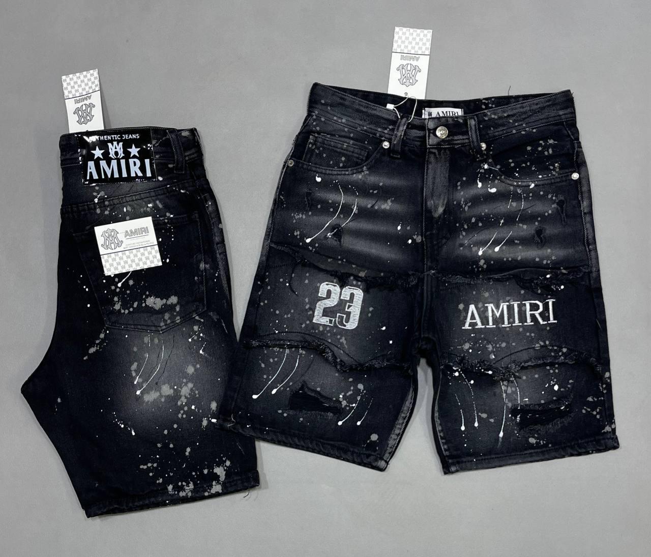 Pantalon corto amiri negra logo blanco