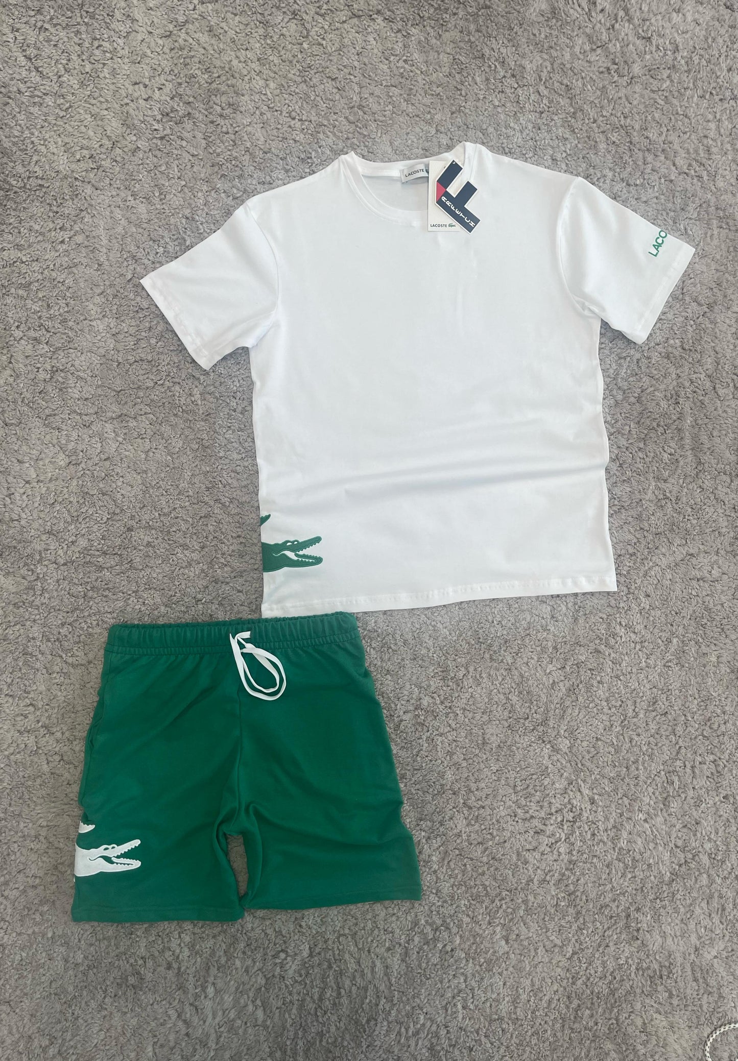 CONJUNTO Lacoste blanco logo verde