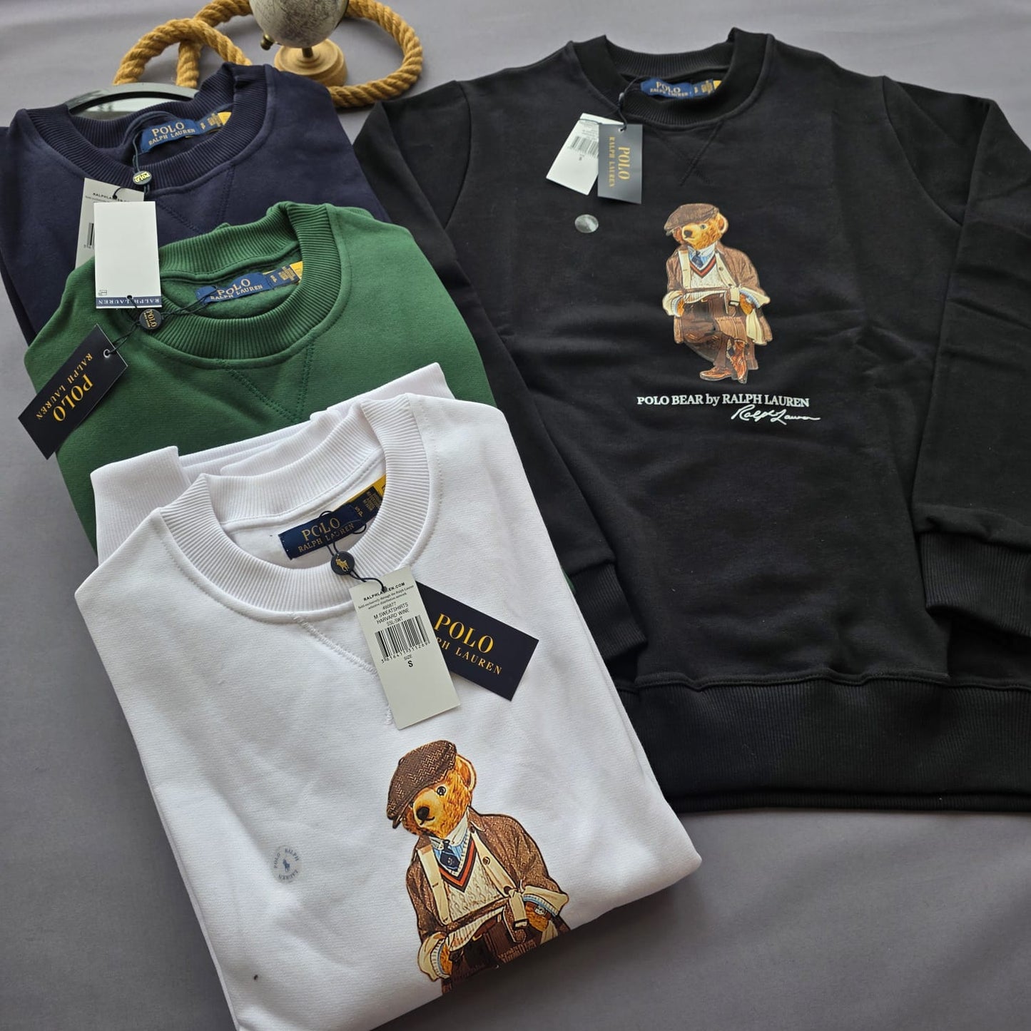 Sudadera ralph lauren negro logo blanco oso