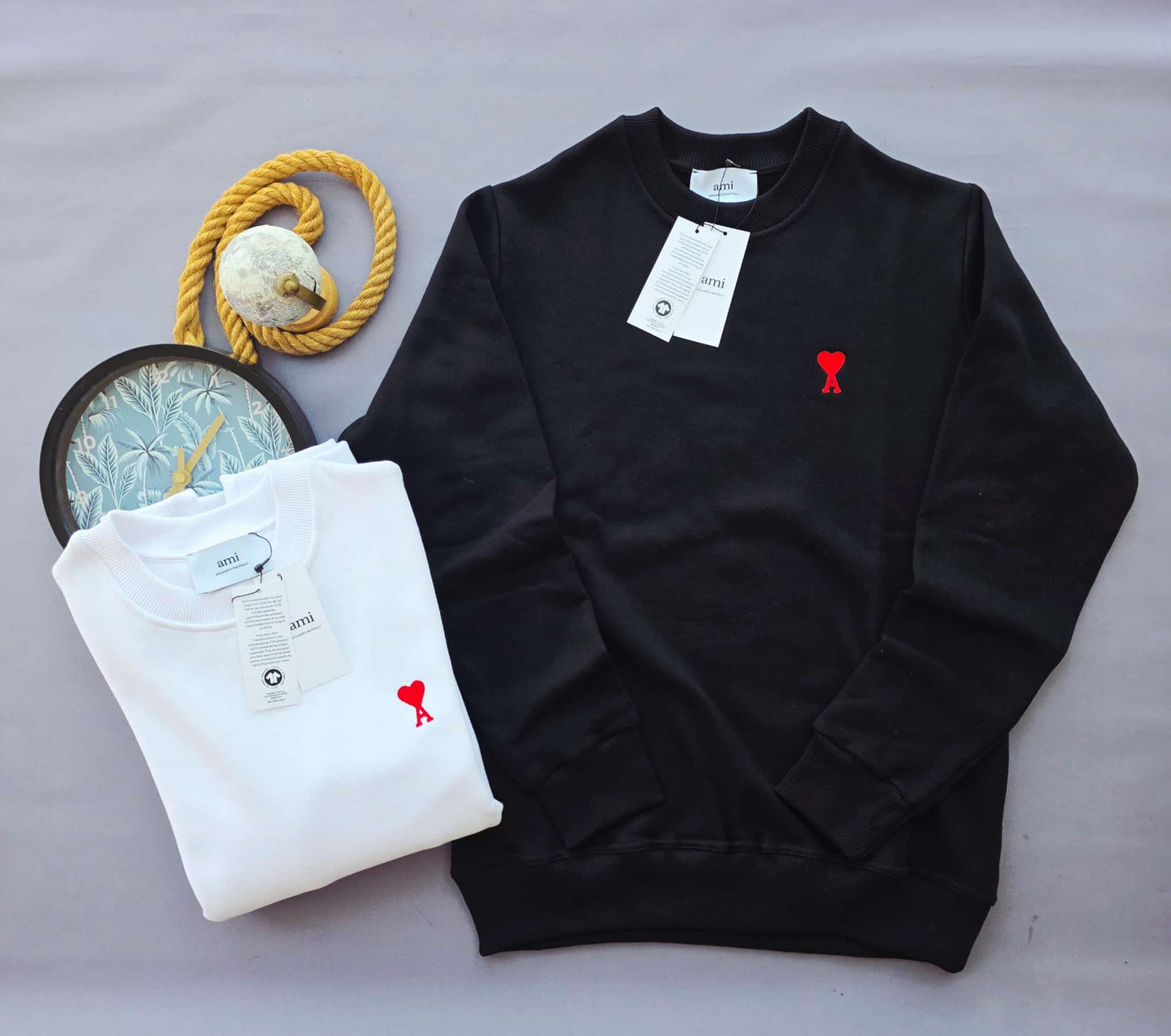 Sudadera AMI PARIS negro logo rojo