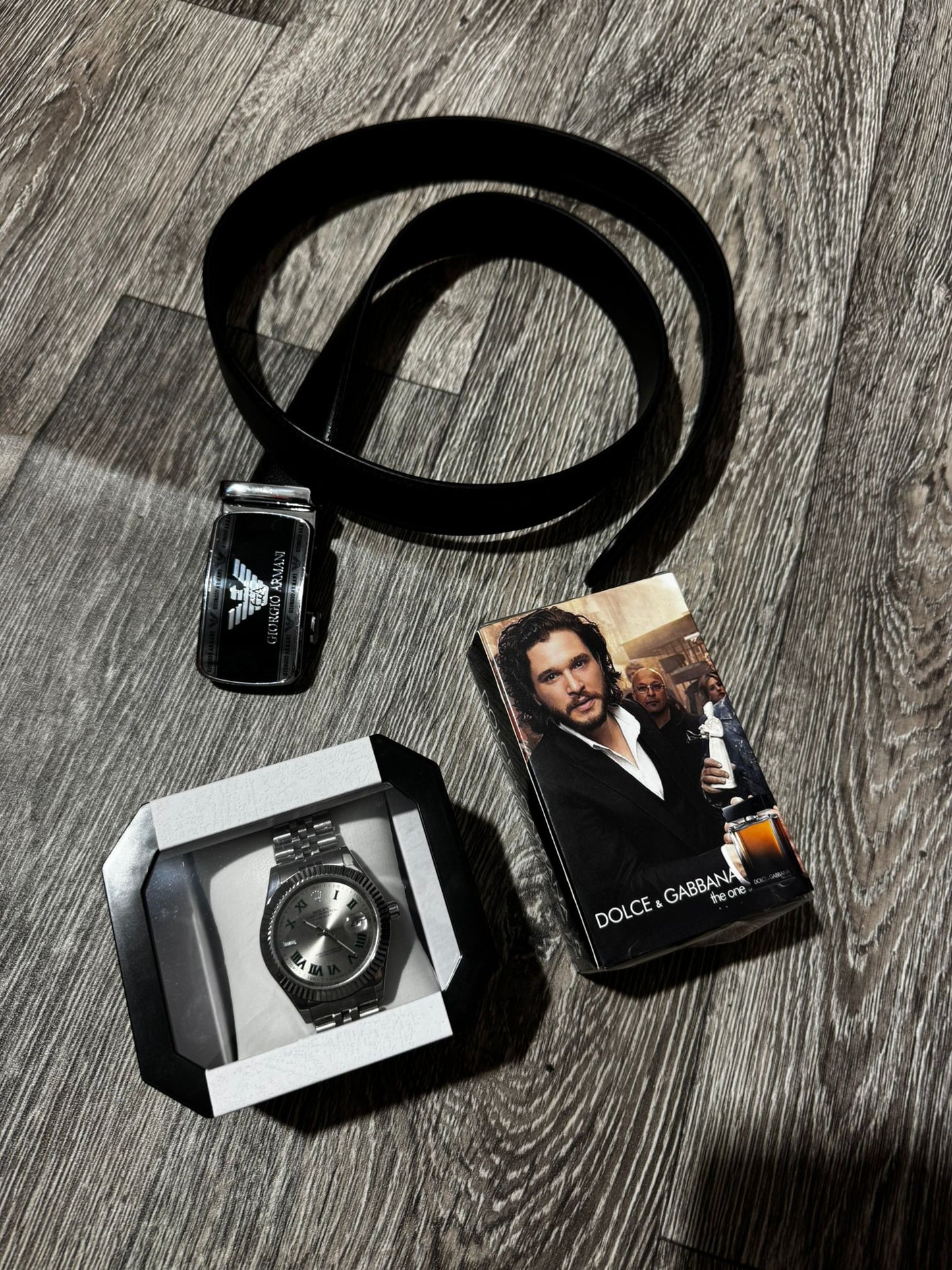 Pack 3 piezas Colonia D&G + Reloj Rolex+ Cinturon Armani