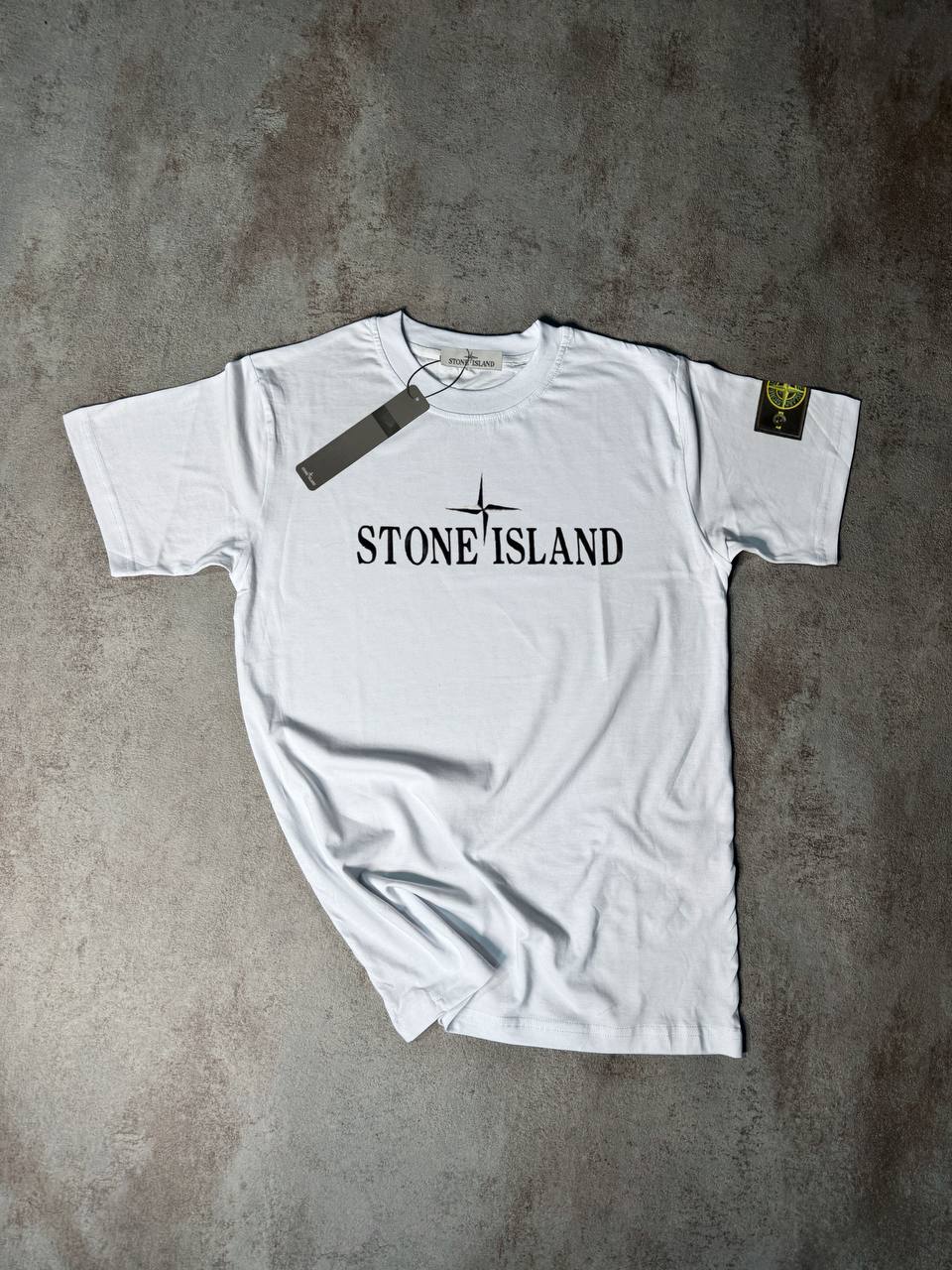 Camiseta Stone Island blanco logo negro