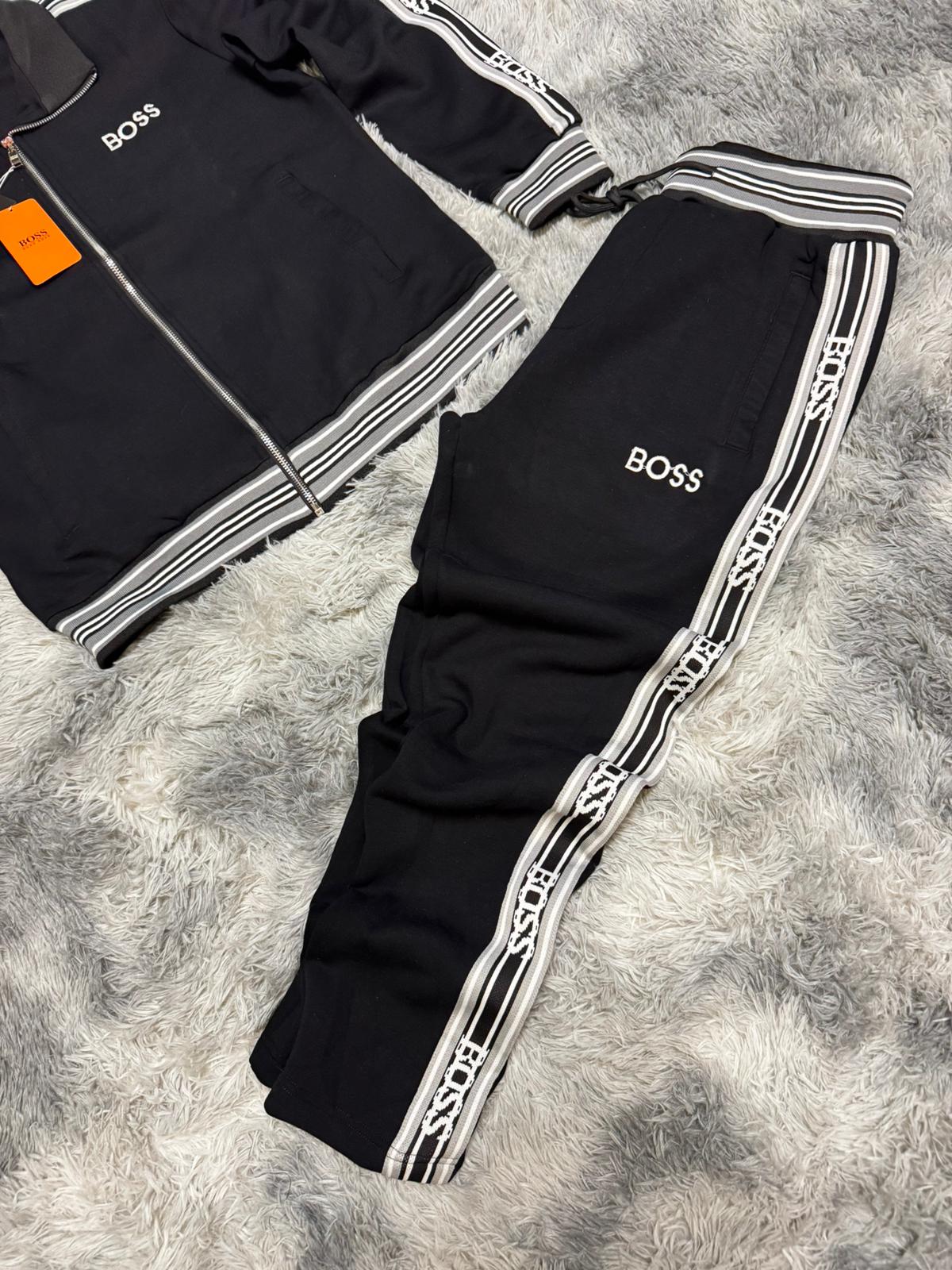 Chandal Hugo Boss negro logo blanco detalles laterales