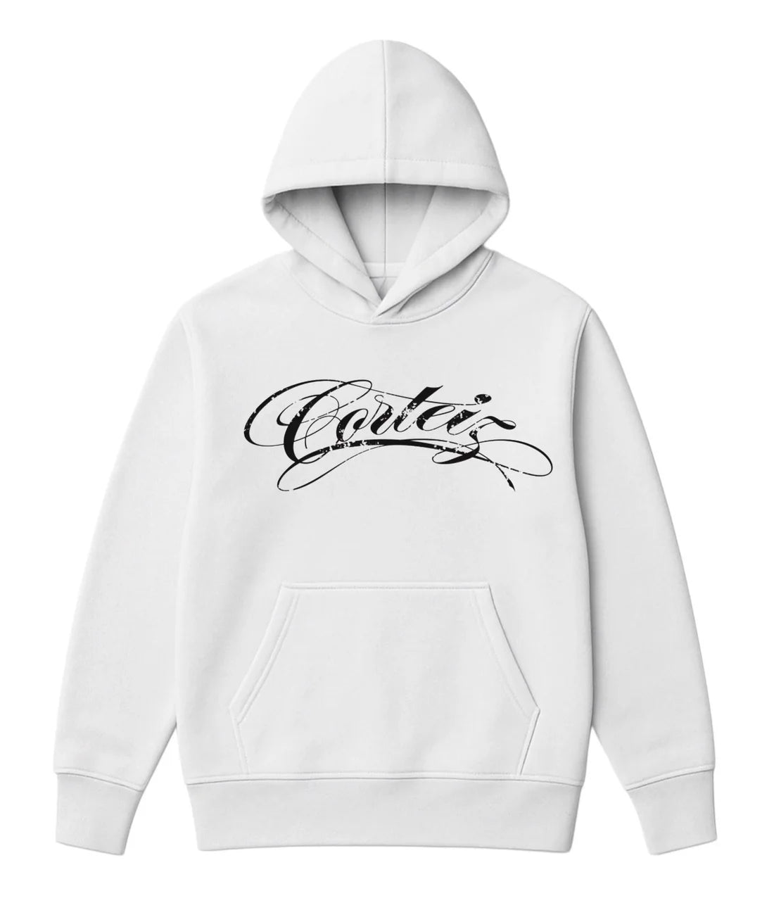 Sudadera CORTEIZ blanco logo negro lineas contorno negro