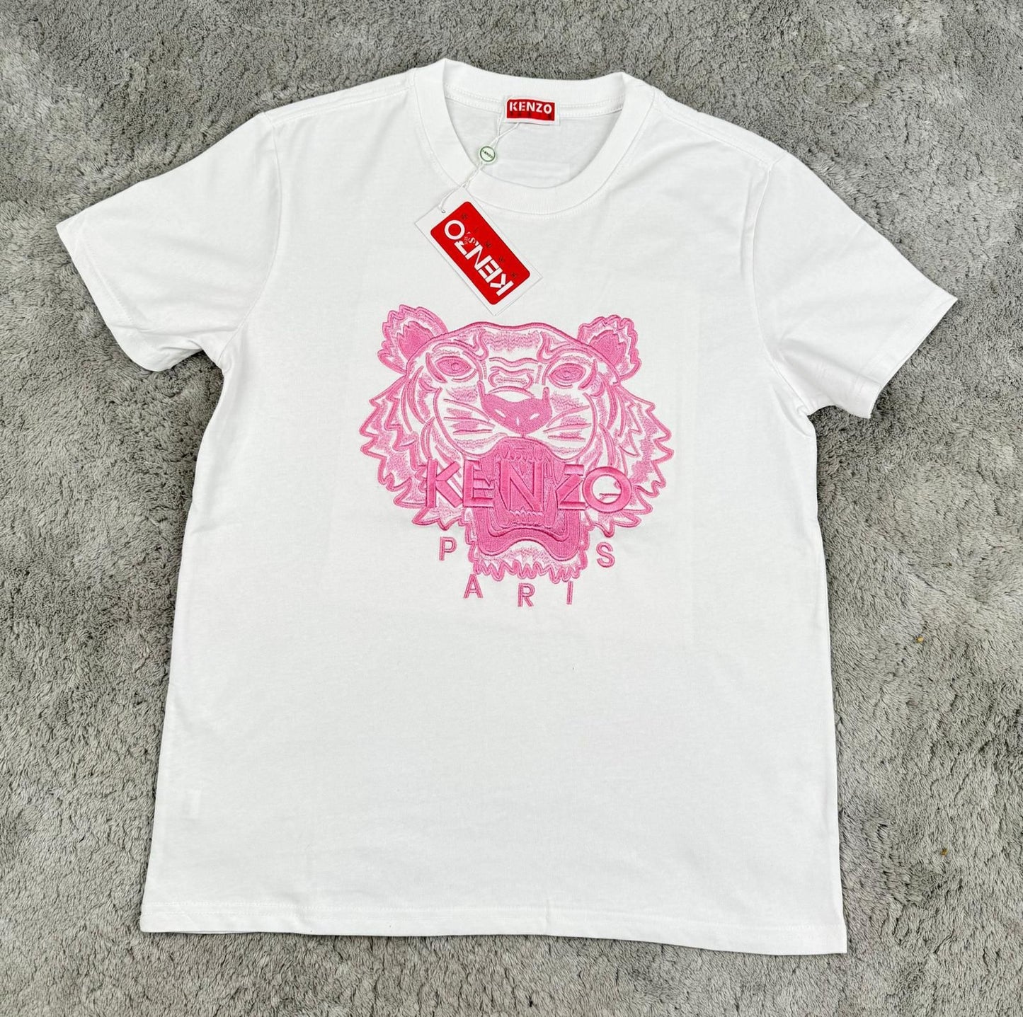 CAMISETA KENZO BLANCO LOGO ROSA