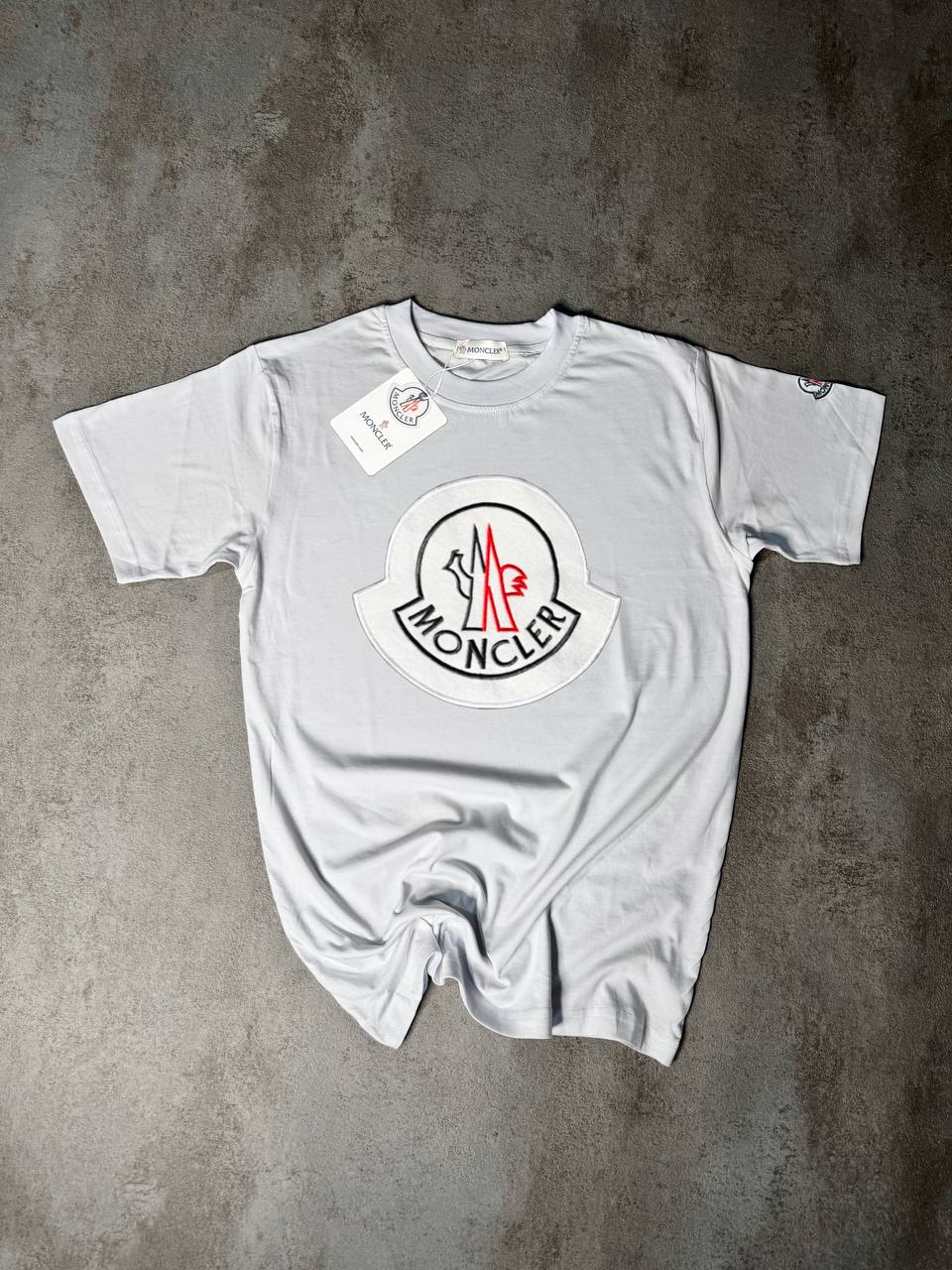 Camiseta Moncler blanco logo grande tricolor