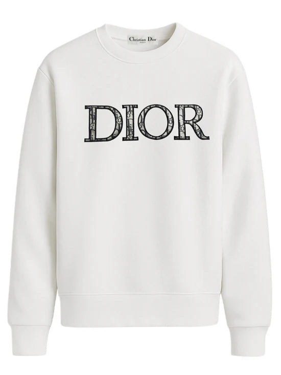 Sudadera DIOR blanca logo gris logos pequeños