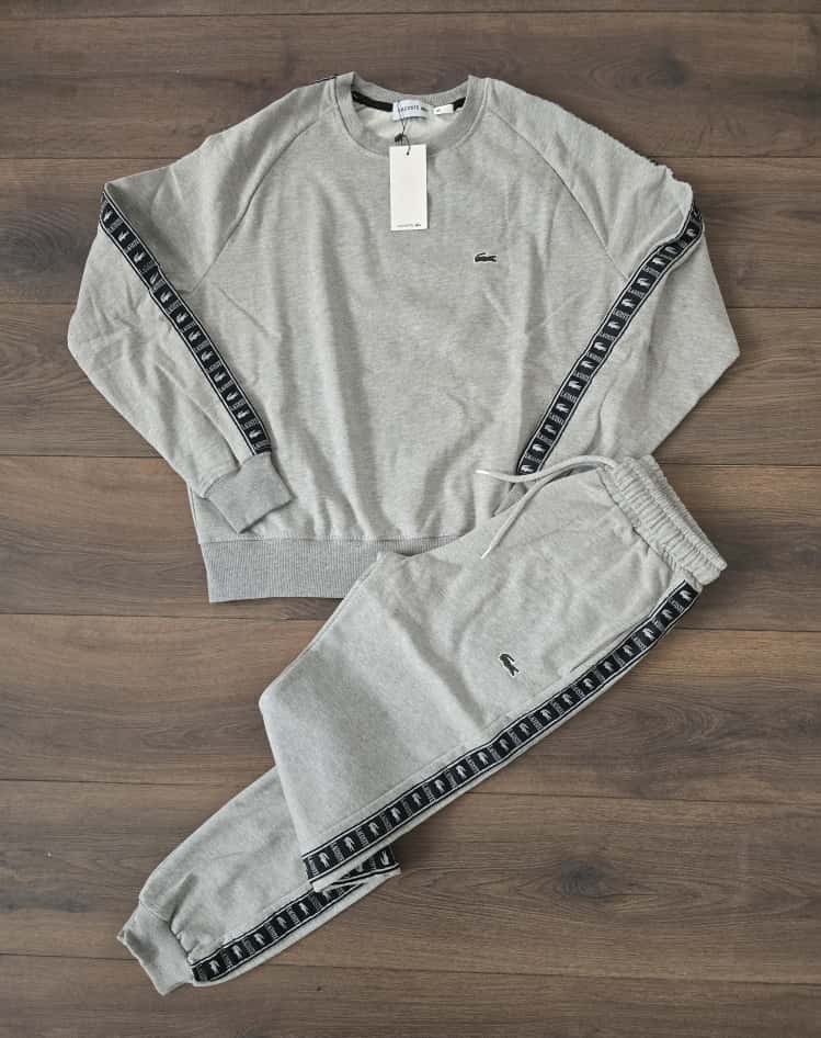 Chandal lacoste basic sin cremallera gris