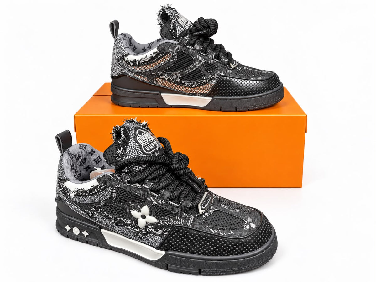 LV skate negras logo gris detalles blancos