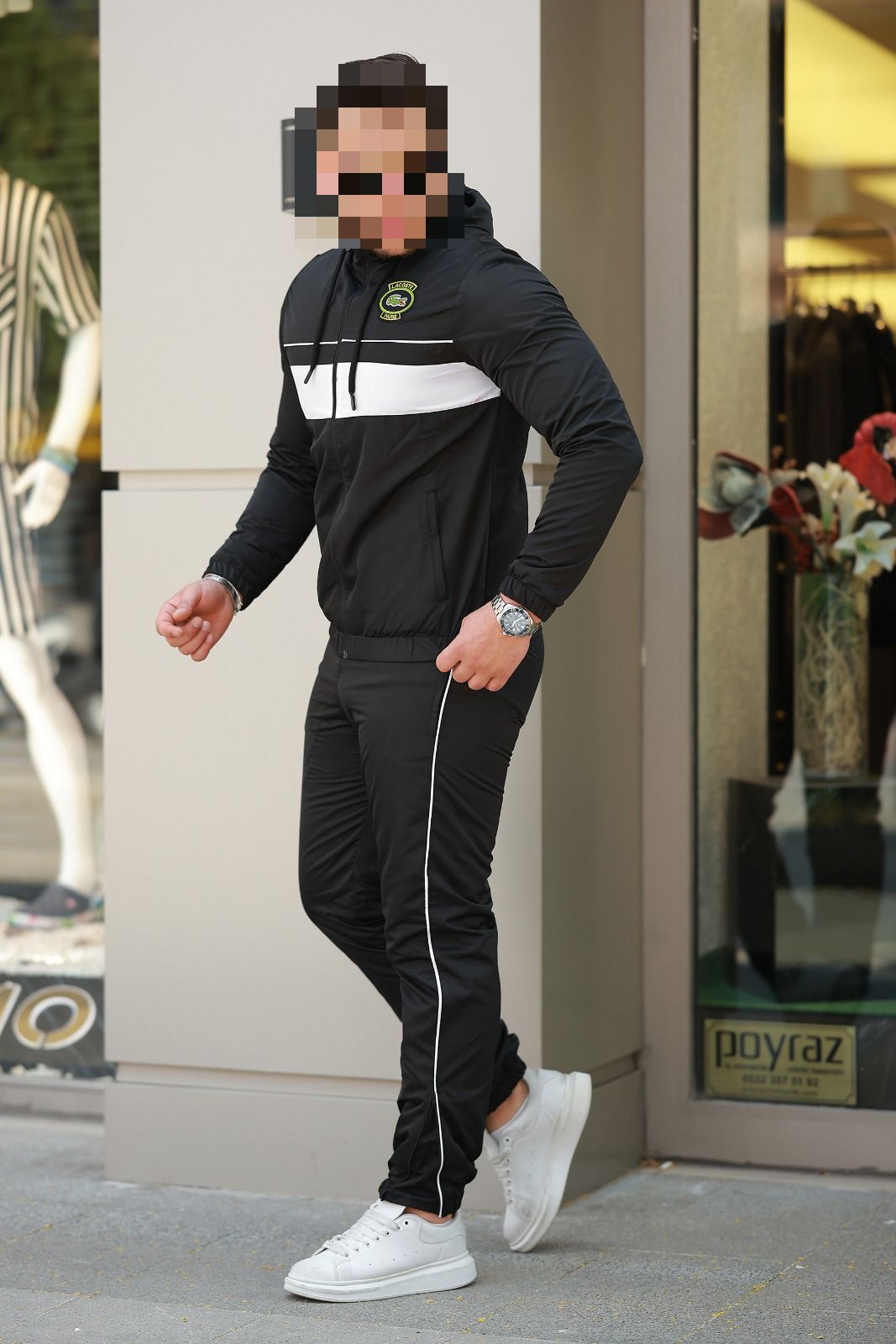 Chandal cortavientos lacoste negro