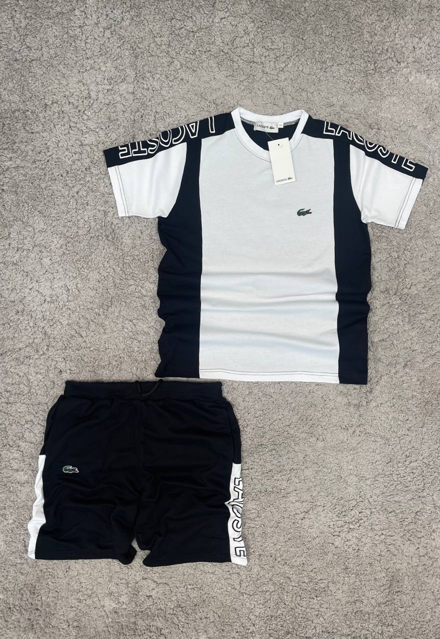 Conjunto verano lacoste blanco logo verde detalles negros