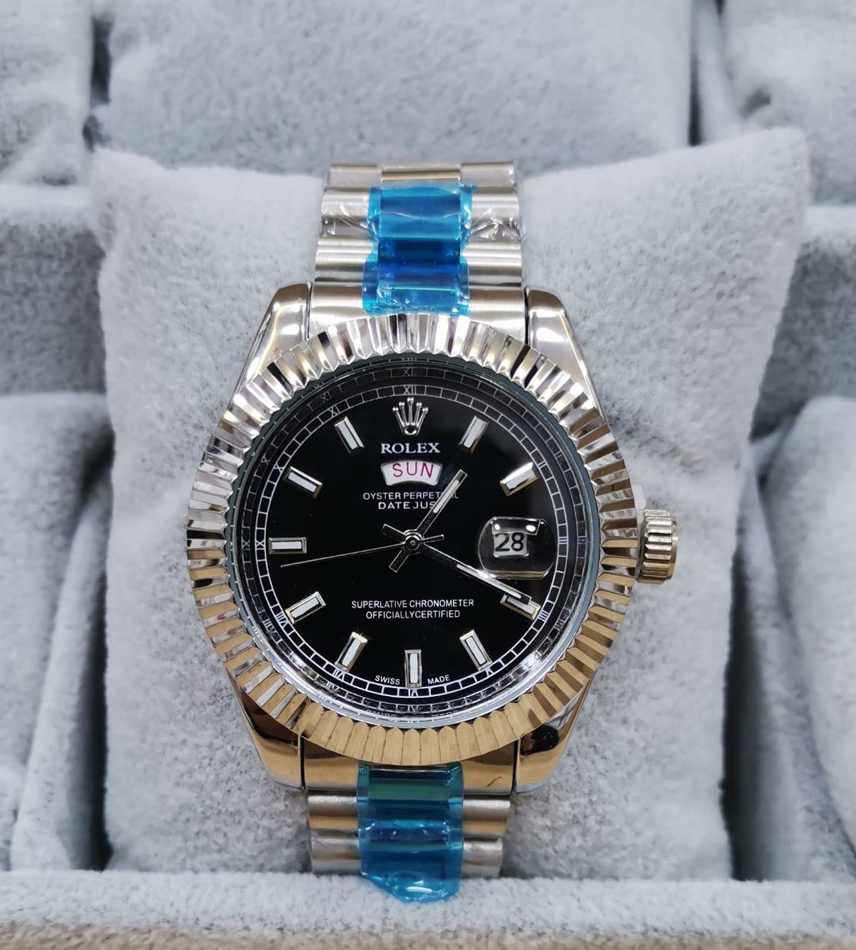 RELOJ ROLEX Plateado y negro