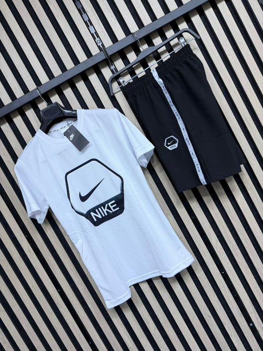 Conjunto corto nike blanco logo negro