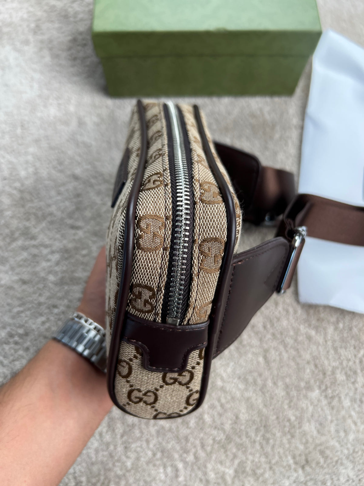 Bandolera Gucci marron logos logo marron
